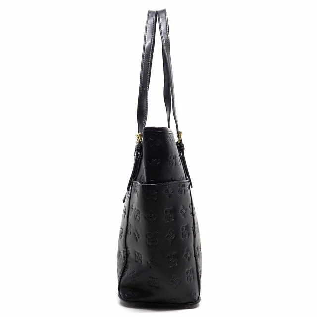 CE Black Signature Embossed Pockets Pink L Wallet Satchel Bag Tote Set