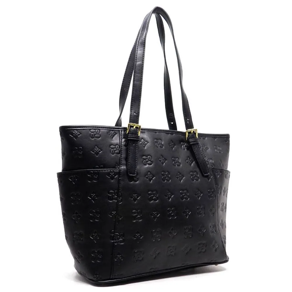 CE Black Signature Embossed Pockets Pink L Wallet Satchel Bag Tote Set