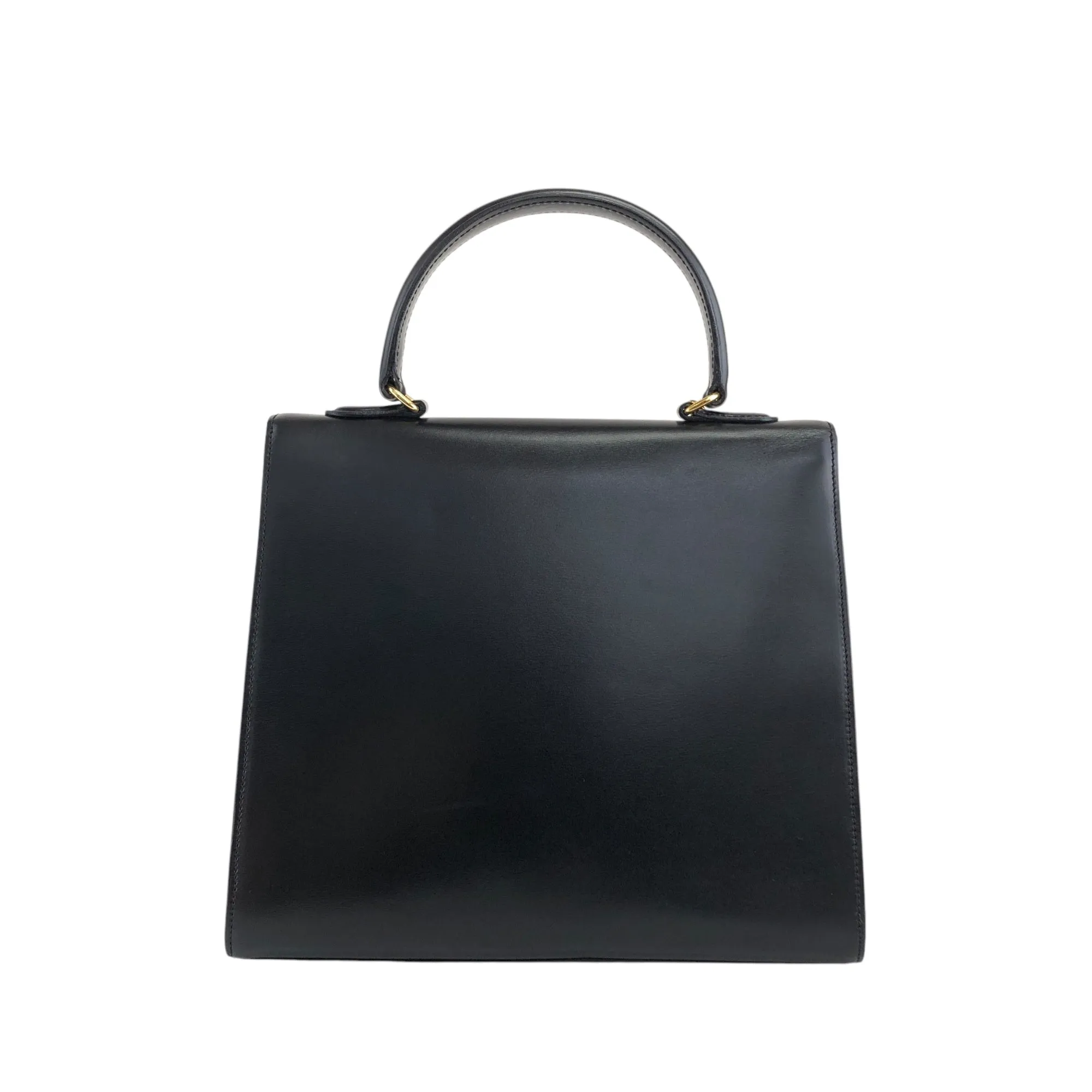 CELINE Gancini Top Handle Handbag Black Vintage a8utvp