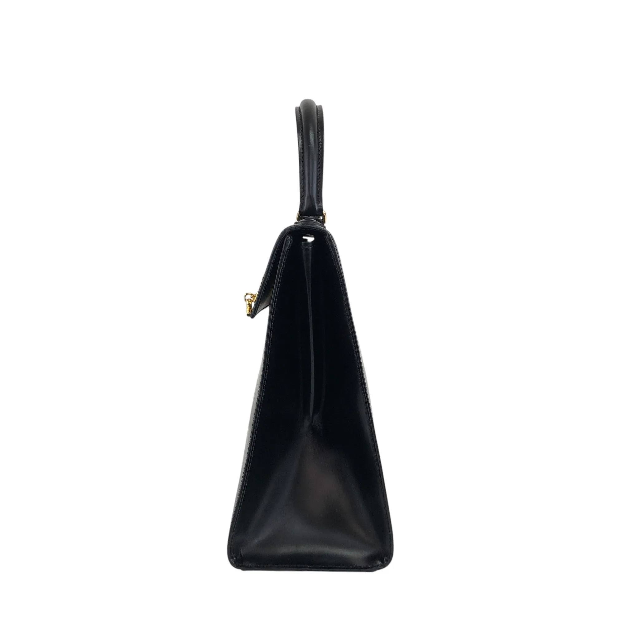 CELINE Gancini Top Handle Handbag Black Vintage a8utvp