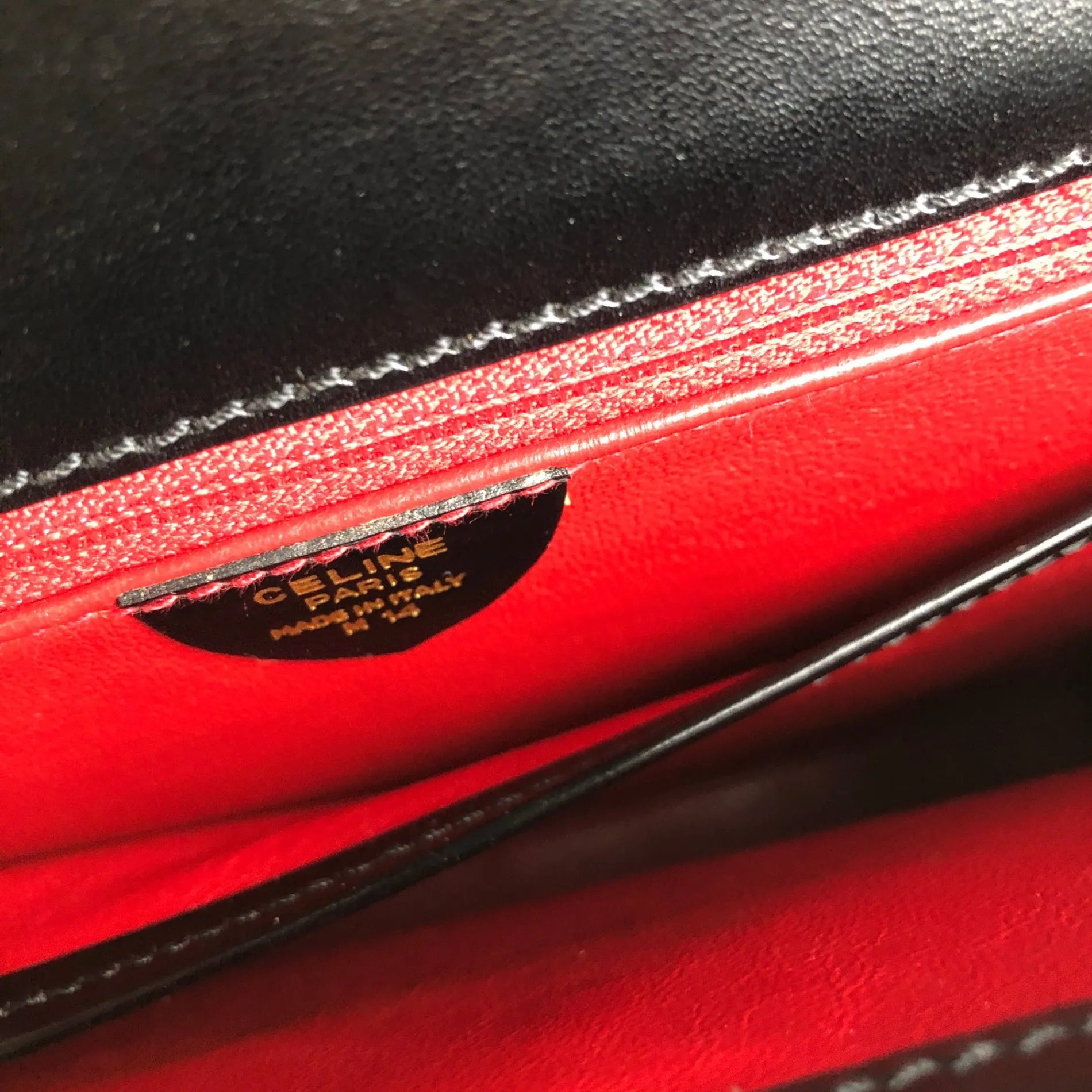 CELINE Gancini Top Handle Handbag Black Vintage a8utvp