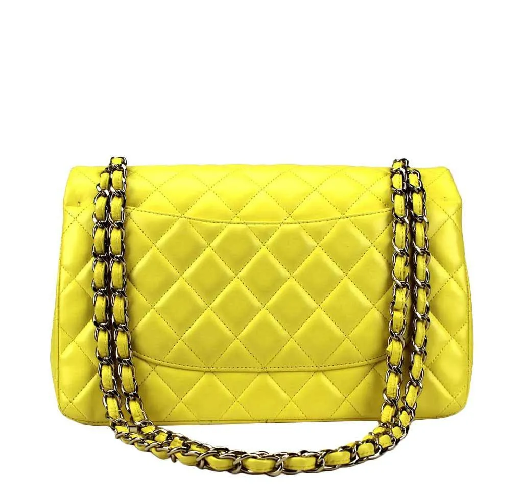 Chanel Double Flap Jumbo Bag Yellow