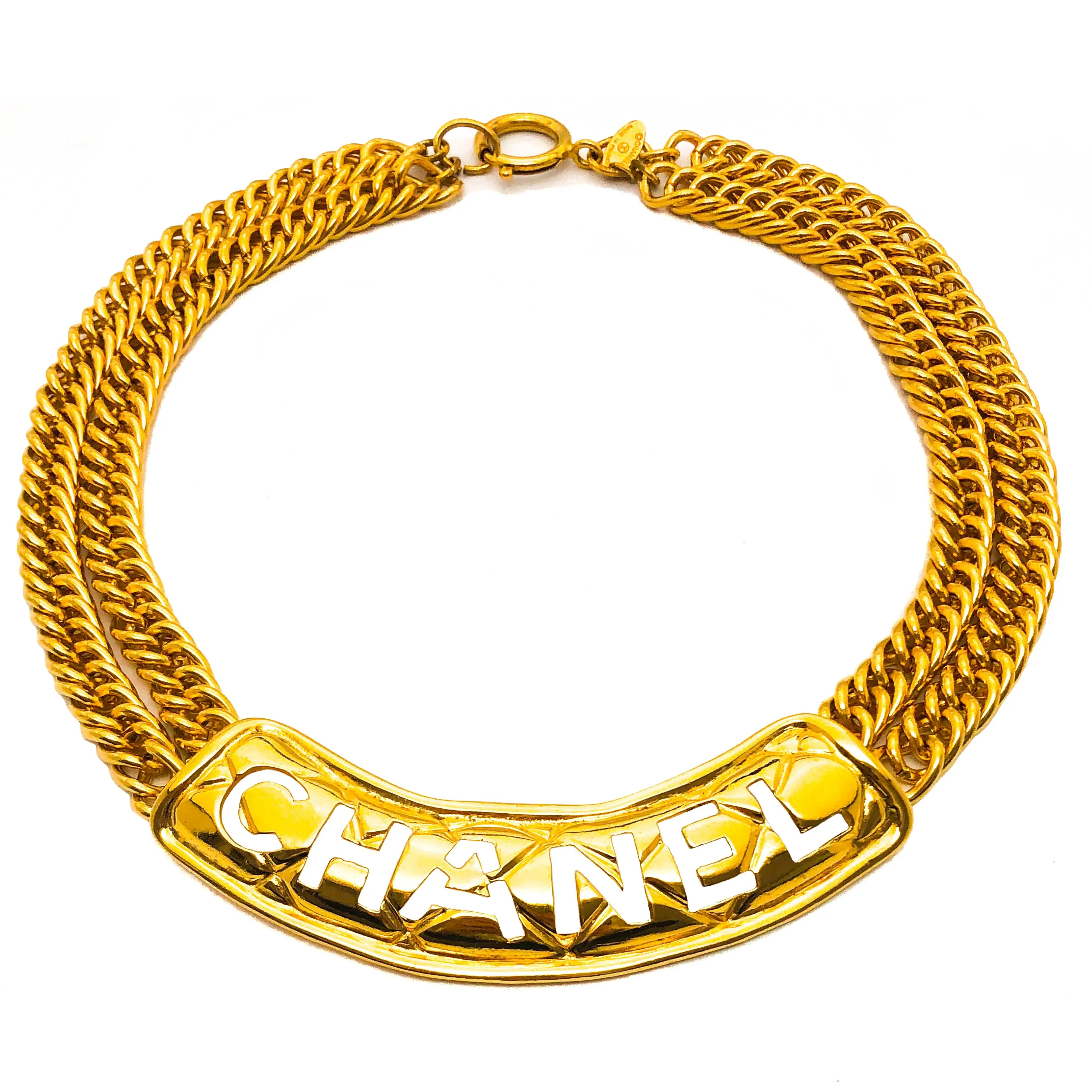 Chanel Vintage Rare Gold Classic Cutout Necklace