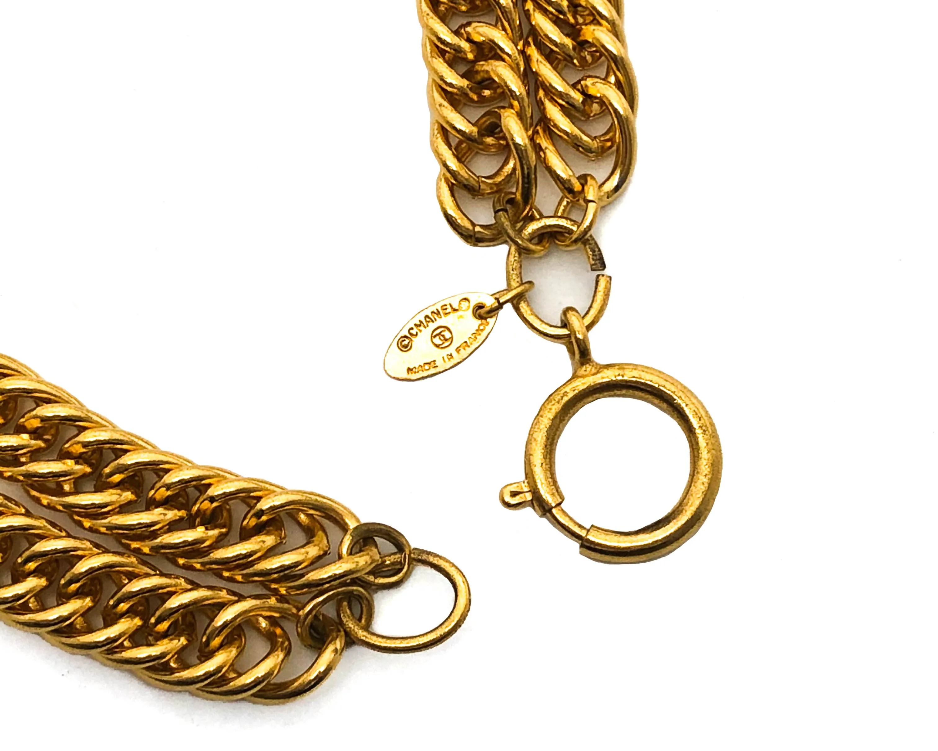 Chanel Vintage Rare Gold Classic Cutout Necklace
