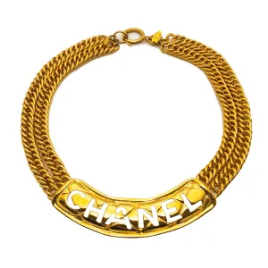 Chanel Vintage Rare Gold Classic Cutout Necklace