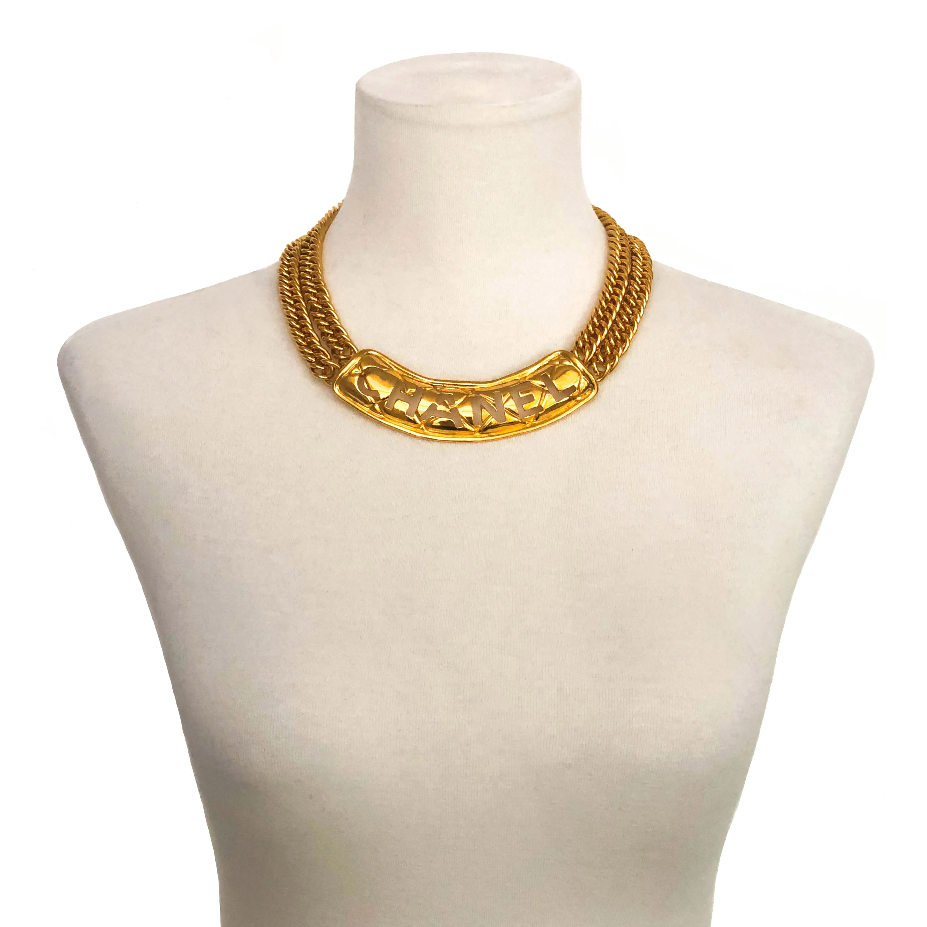 Chanel Vintage Rare Gold Classic Cutout Necklace