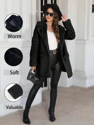 Chaqueta de invierno casual negra para mujer