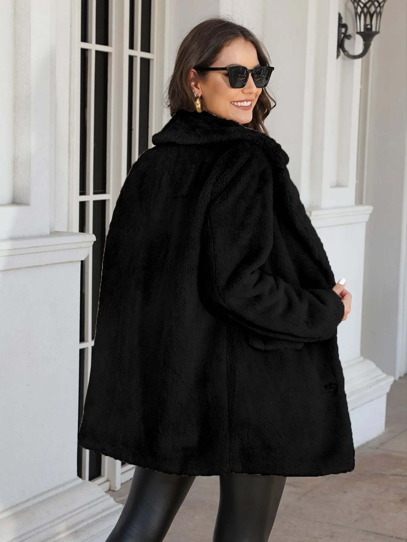 Chaqueta de invierno casual negra para mujer