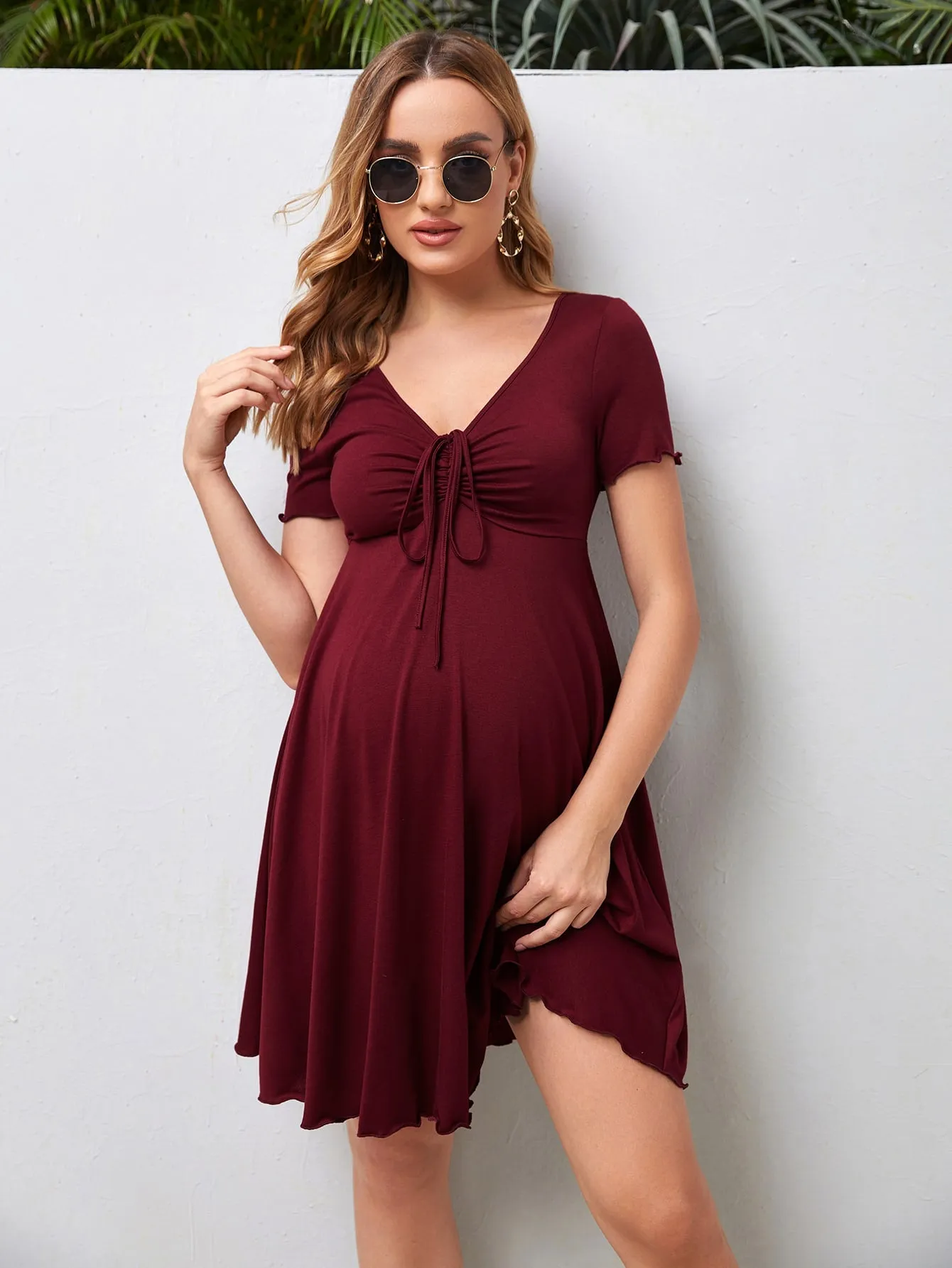 Cherry Vibes Vestido de Maternidad con Cordón en