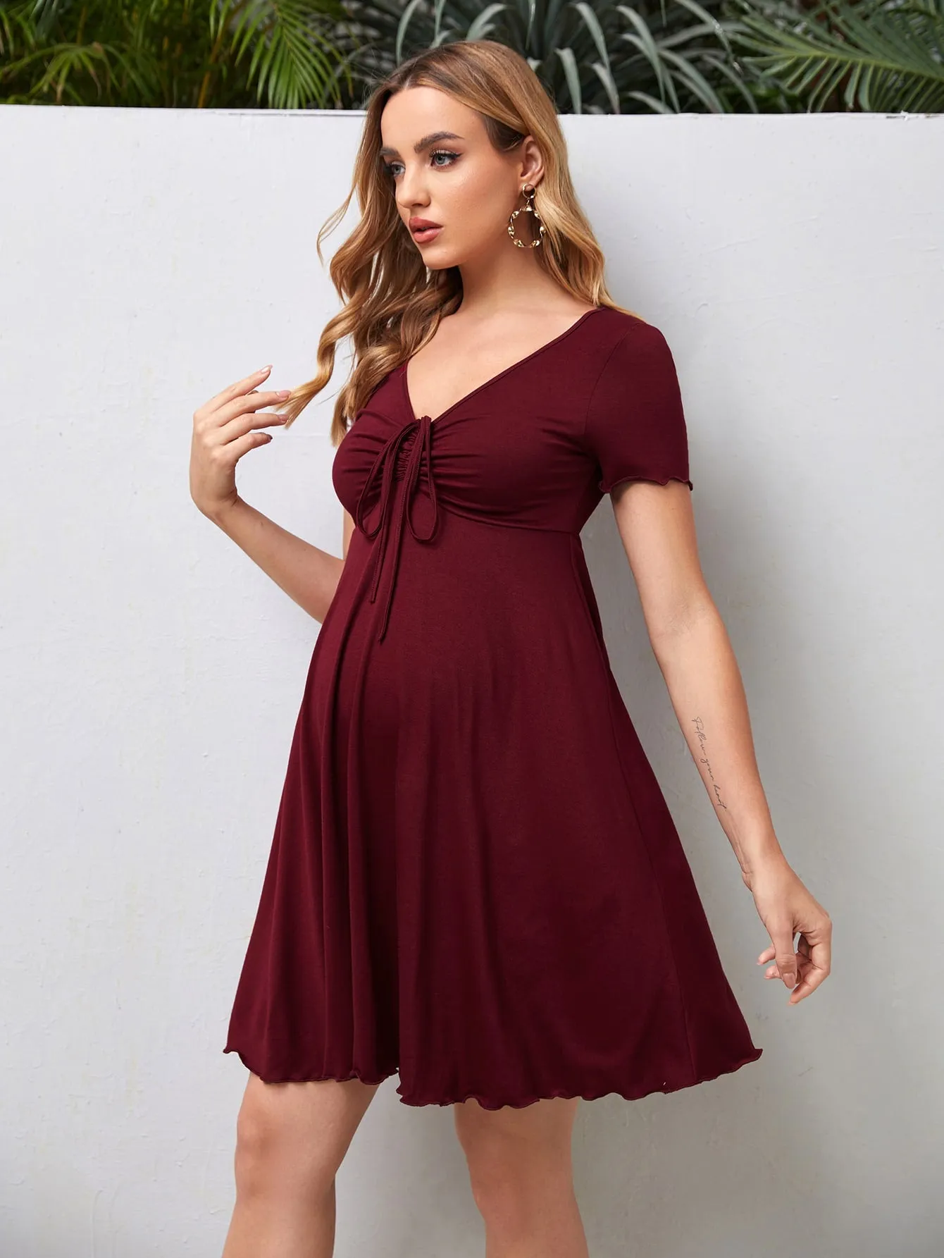 Cherry Vibes Vestido de Maternidad con Cordón en