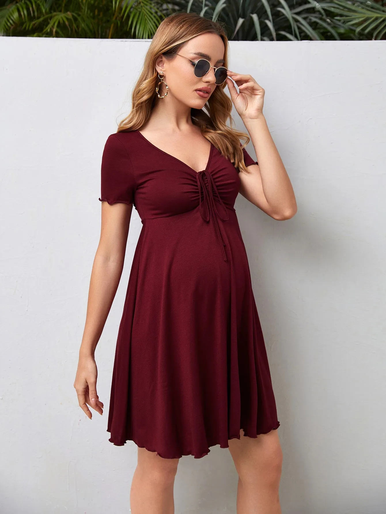 Cherry Vibes Vestido de Maternidad con Cordón en