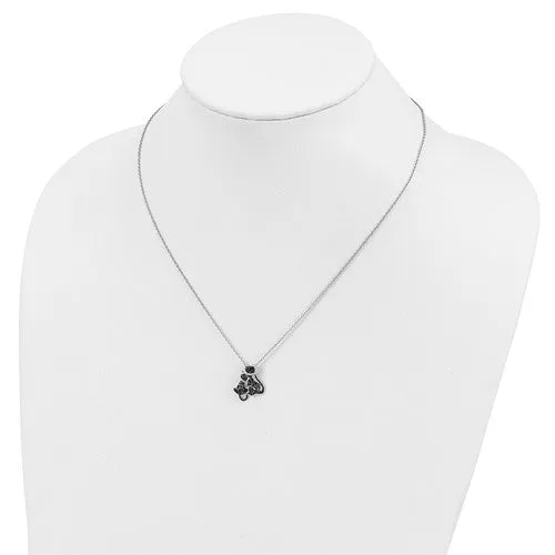 Cheryl M Sterling Silver CZ Black Cats Necklace