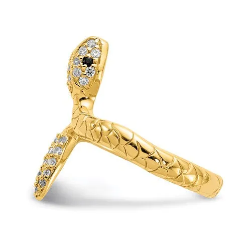 Cheryl M Sterling Silver Gold-Plated CZ Snake Ring