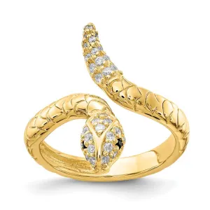Cheryl M Sterling Silver Gold-Plated CZ Snake Ring
