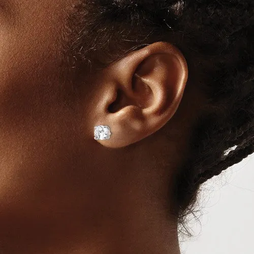 Cheryl M Sterling Silver Rose Gold Heart CZ Stud Earrings