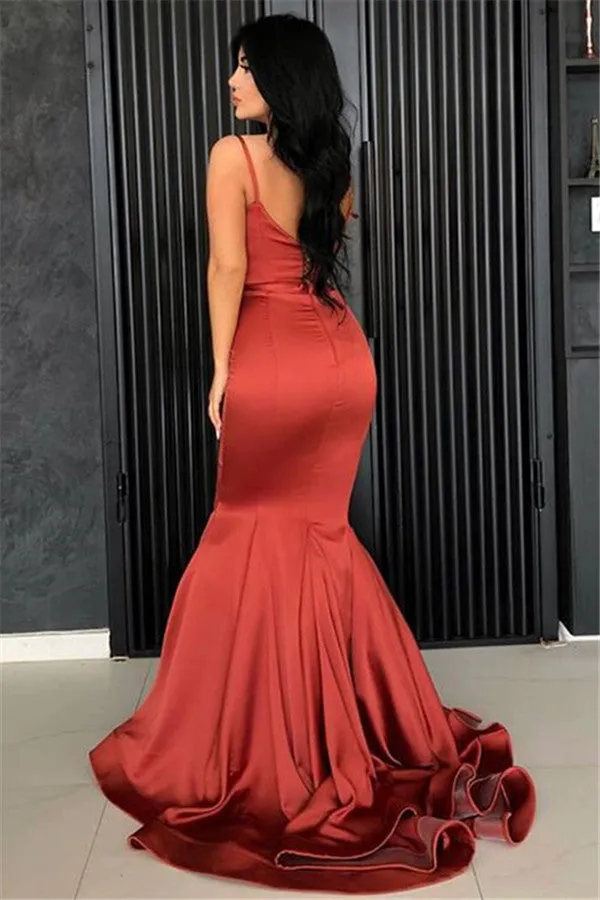 Chic Mermaid Spaghetti Straps Evening Dresses Long Affordable Evening Dresses On Sale