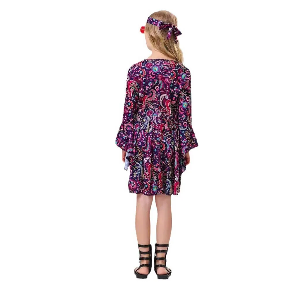 Childrenswear Kids Children 70's Vintage Disco Hippie Stage Cosplay Costume Outfits Halloween Carnival Suit