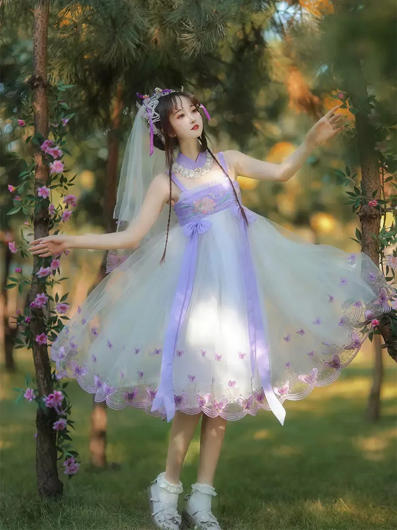 Chinese Style Floating Butterfly Sling Dress  yc50069