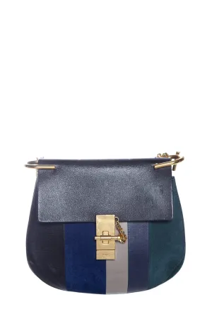 Chloe Teal and Black Suede Drew Handbag