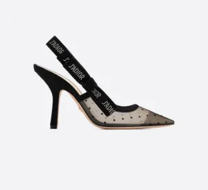 Christian Dior Black J’Adior Pump in Dotted Swiss net Size 7.5/37.5