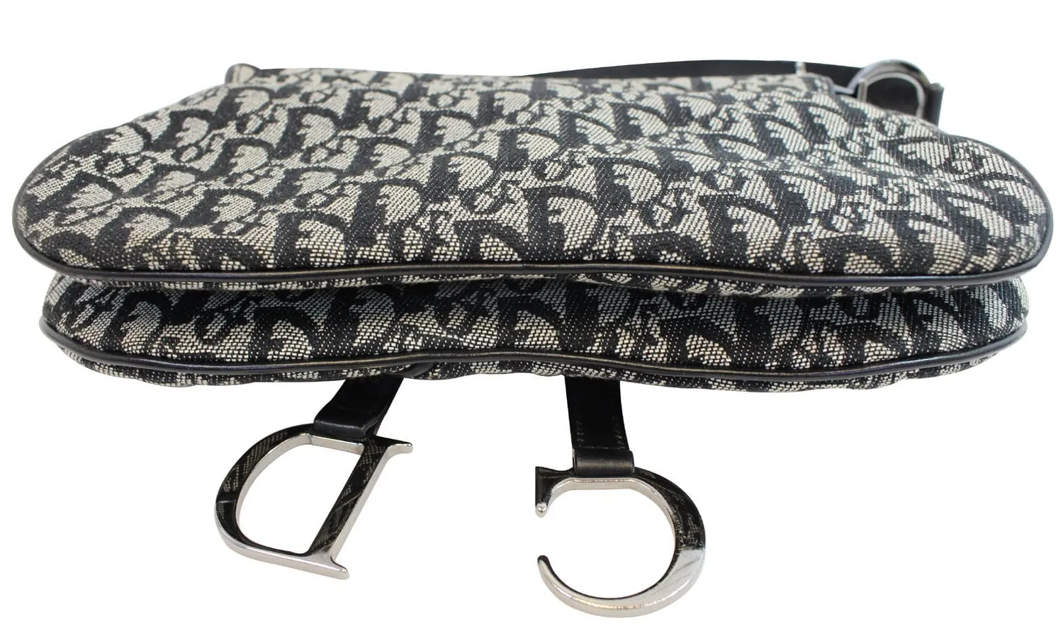 CHRISTIAN DIOR Denim Logo Double Saddle Bag with Pouch