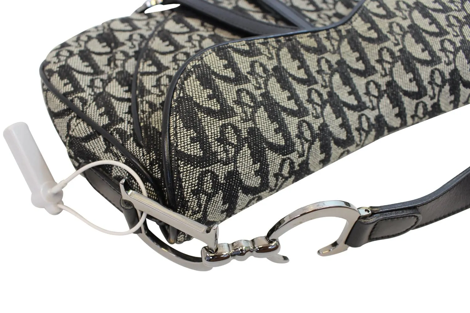 CHRISTIAN DIOR Denim Logo Double Saddle Bag with Pouch