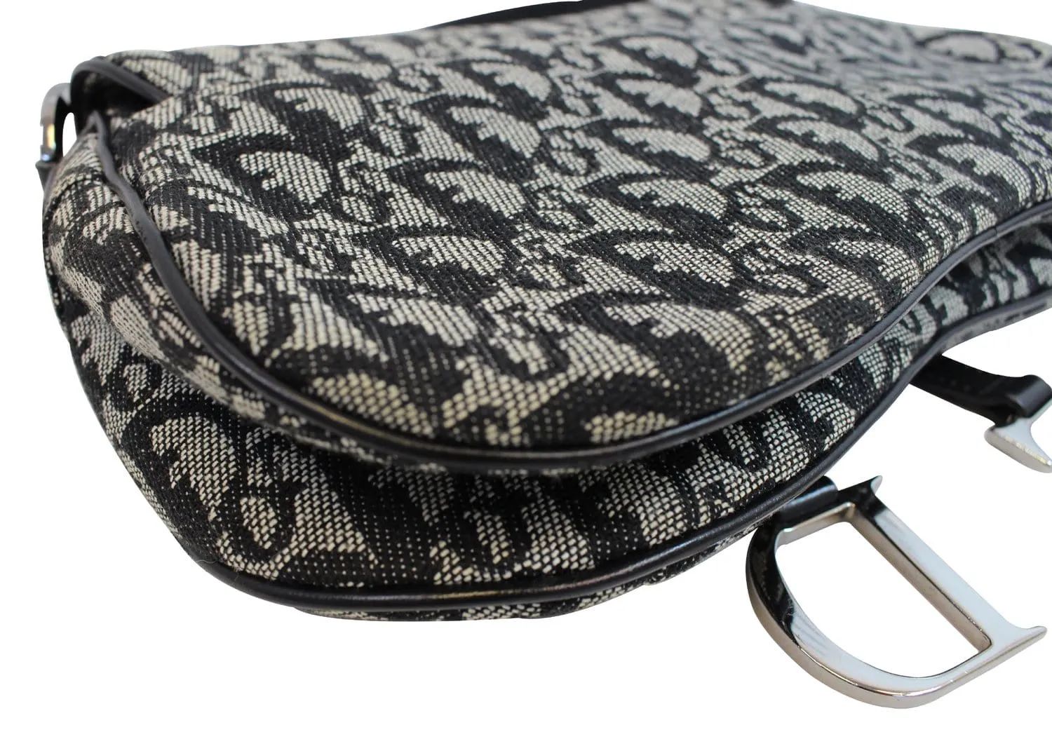 CHRISTIAN DIOR Denim Logo Double Saddle Bag with Pouch