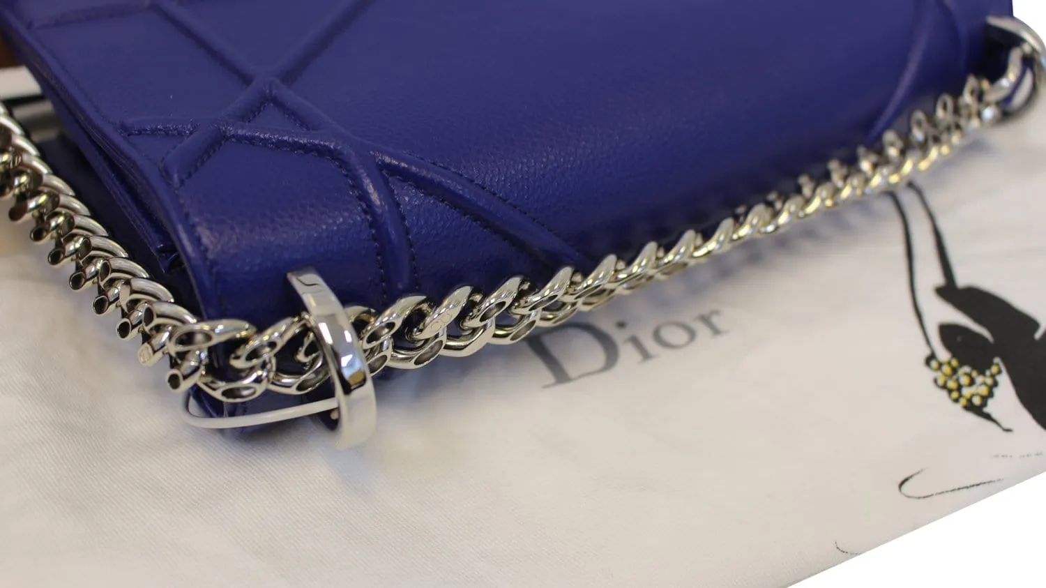 CHRISTIAN DIOR Handbag - Blue Calfskin Leather Diorama Bag