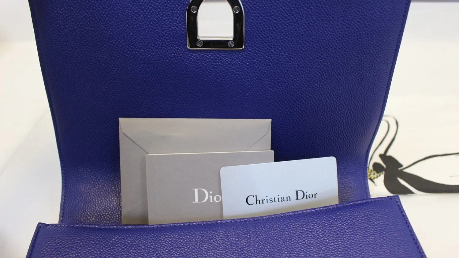 CHRISTIAN DIOR Handbag - Blue Calfskin Leather Diorama Bag