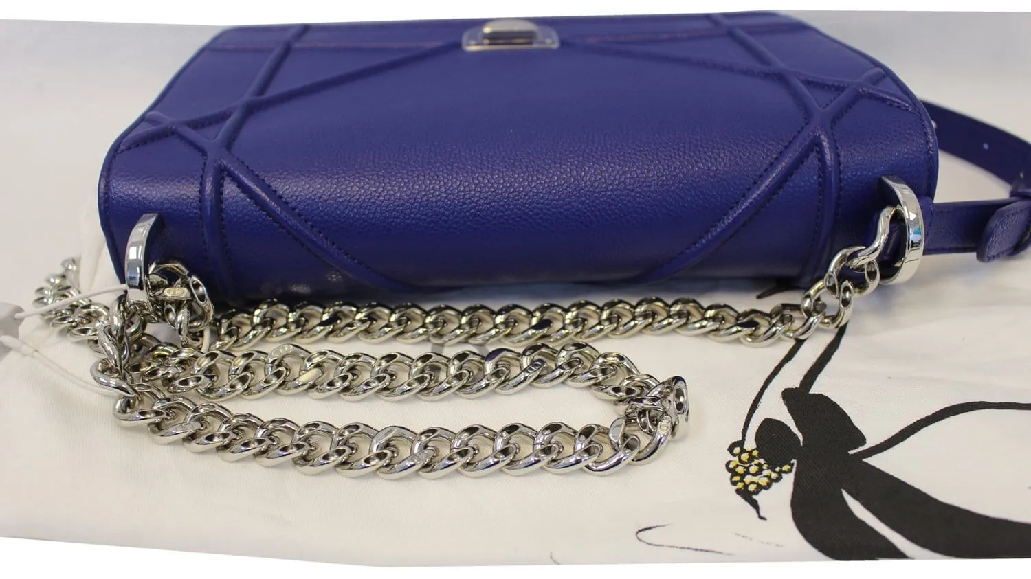 CHRISTIAN DIOR Handbag - Blue Calfskin Leather Diorama Bag