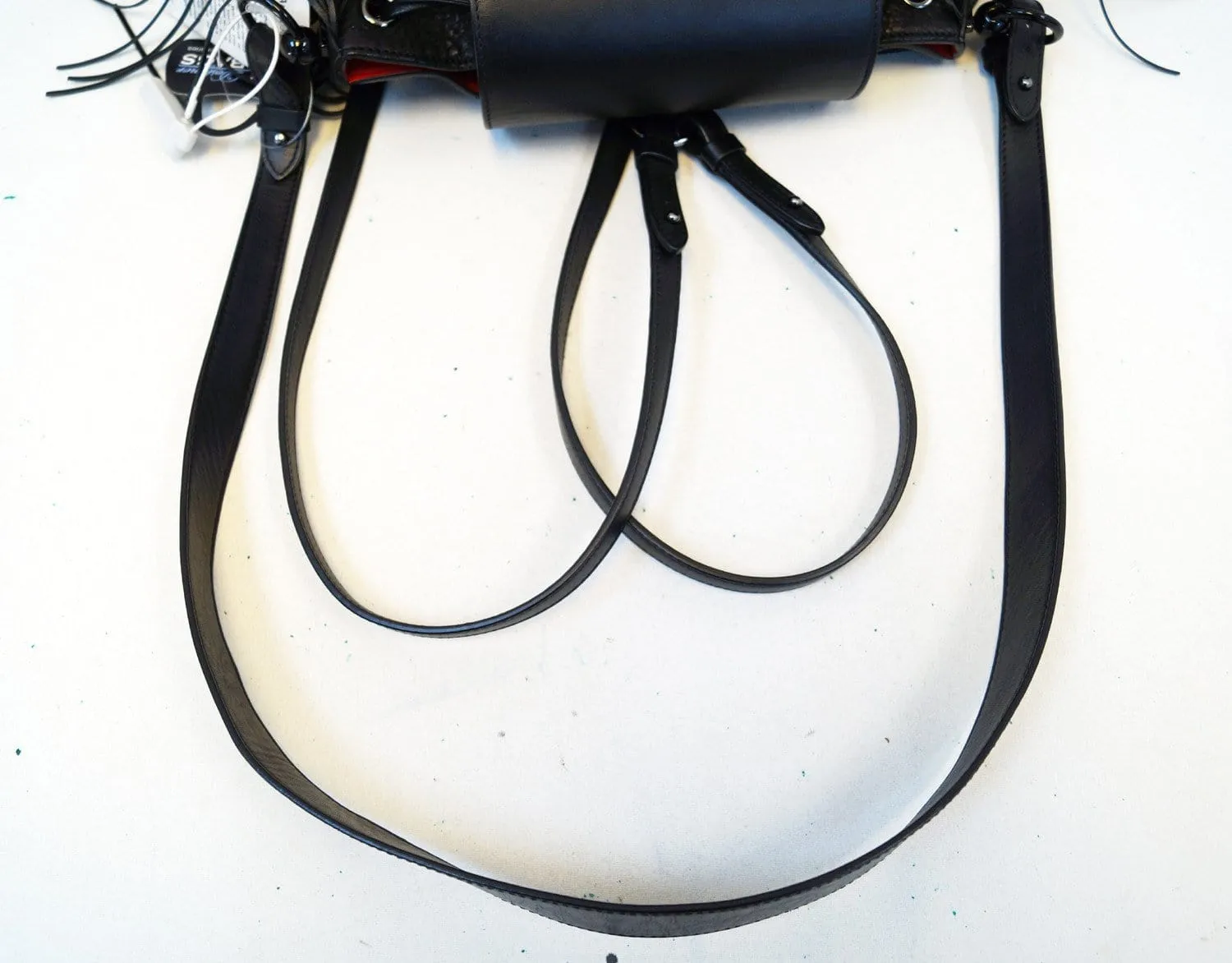 CHRISTIAN LOUBOUTIN Black Pebbled Leather Fringe Lucky L Backpack - Final Call