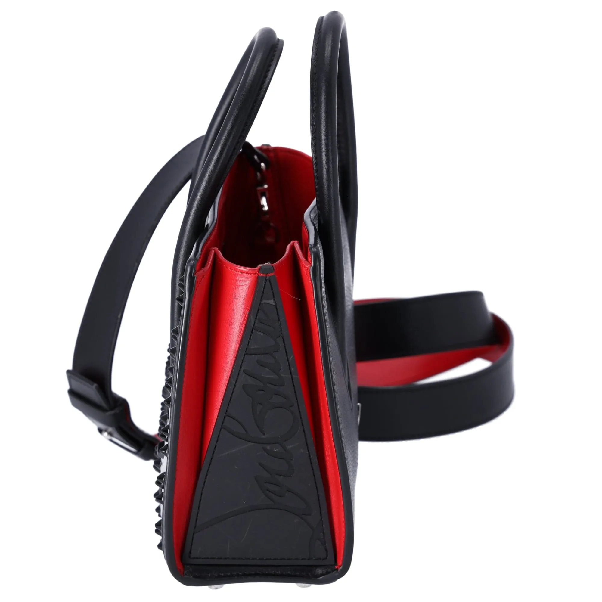 Christian Louboutin Paloma S Mini Handbag Black Silver Red Leather Nylon