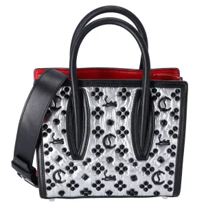 Christian Louboutin Paloma S Mini Handbag Black Silver Red Leather Nylon