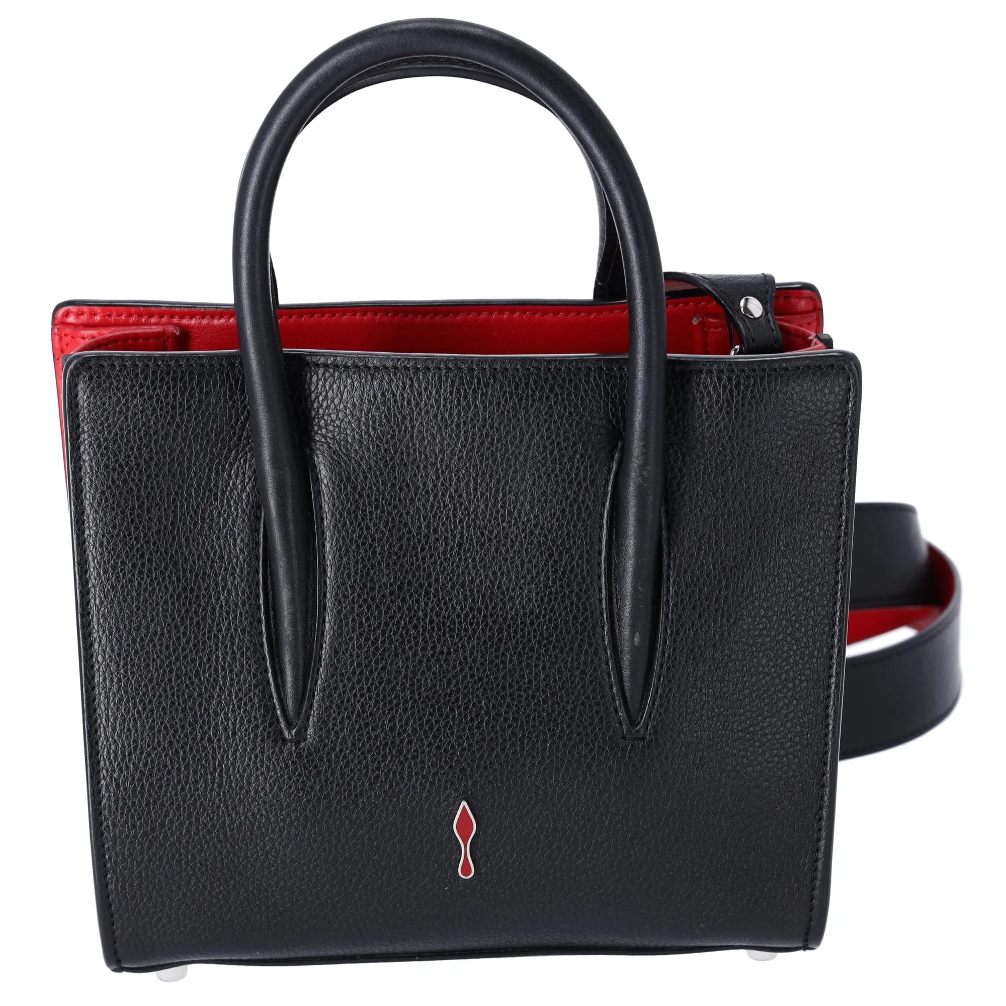 Christian Louboutin Paloma S Mini Handbag Black Silver Red Leather Nylon