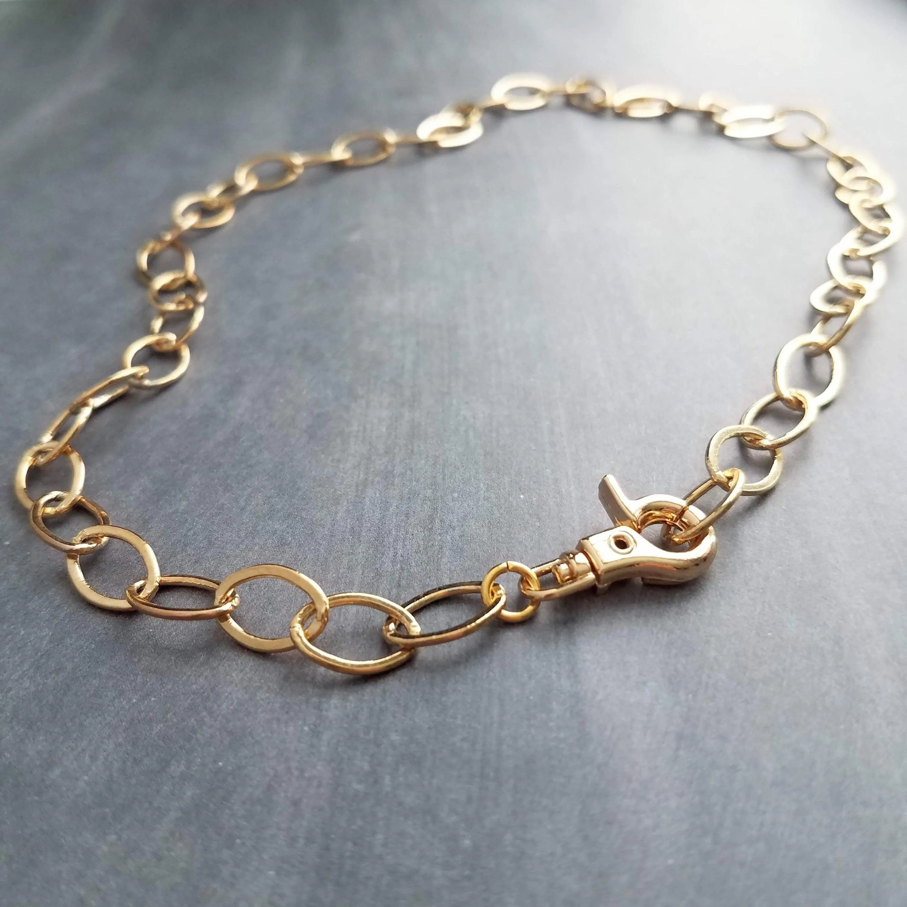 Chunky Gold Necklace, large clasp necklace, large oval link necklace, front clasp necklace, large gold clasp, thick gold necklace, lobster