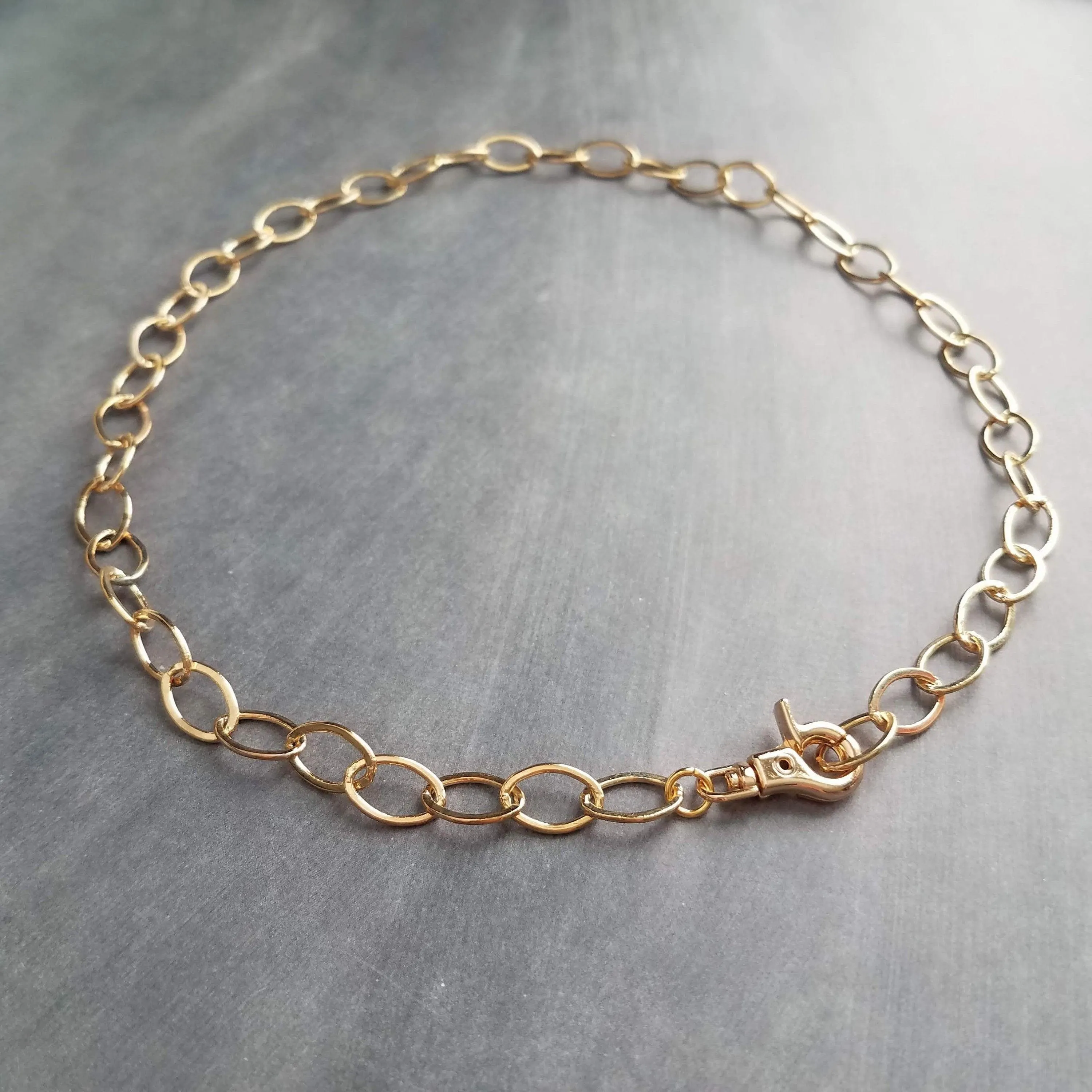 Chunky Gold Necklace, large clasp necklace, large oval link necklace, front clasp necklace, large gold clasp, thick gold necklace, lobster