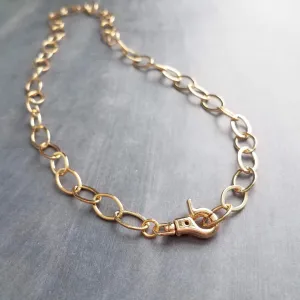 Chunky Gold Necklace, large clasp necklace, large oval link necklace, front clasp necklace, large gold clasp, thick gold necklace, lobster