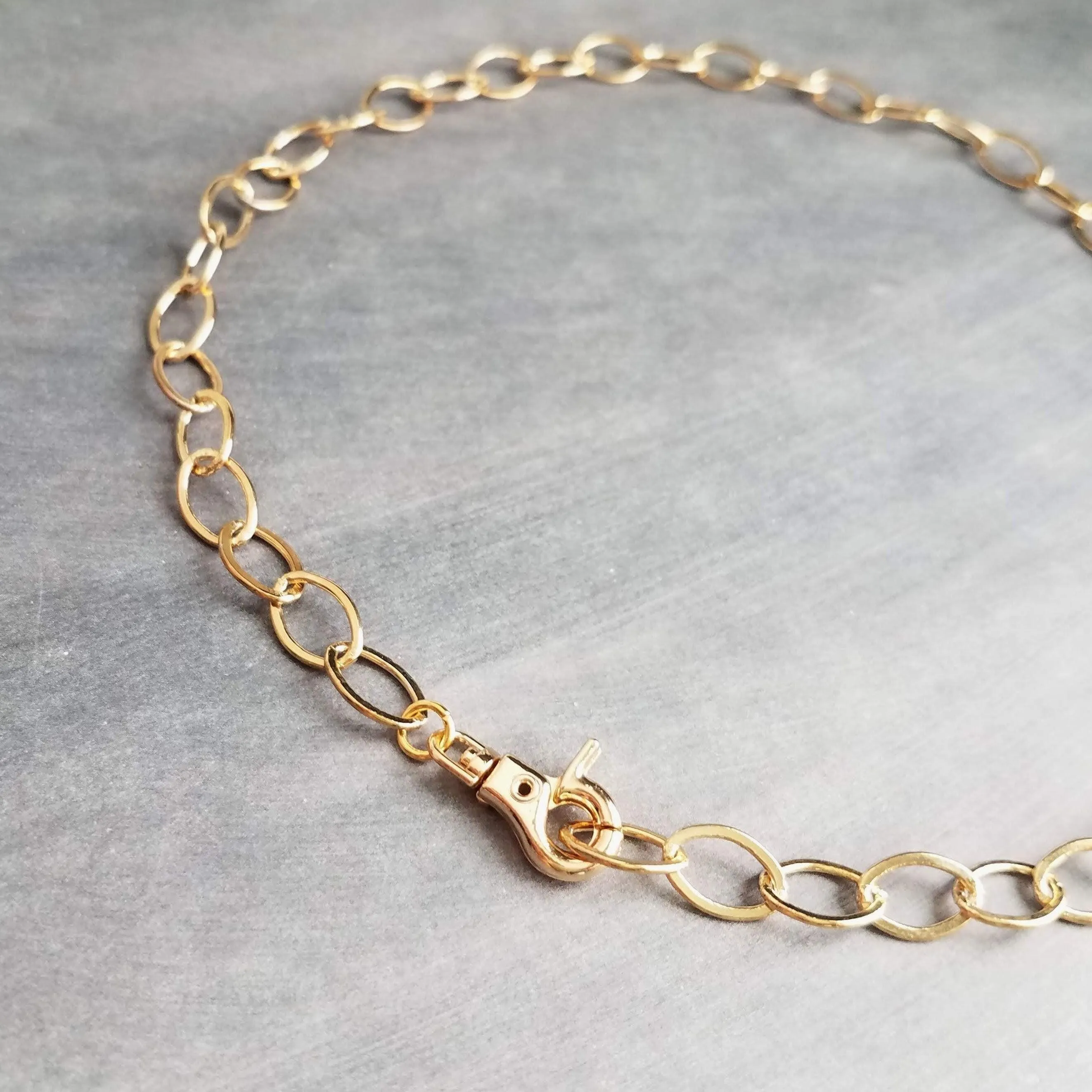 Chunky Gold Necklace, large clasp necklace, large oval link necklace, front clasp necklace, large gold clasp, thick gold necklace, lobster