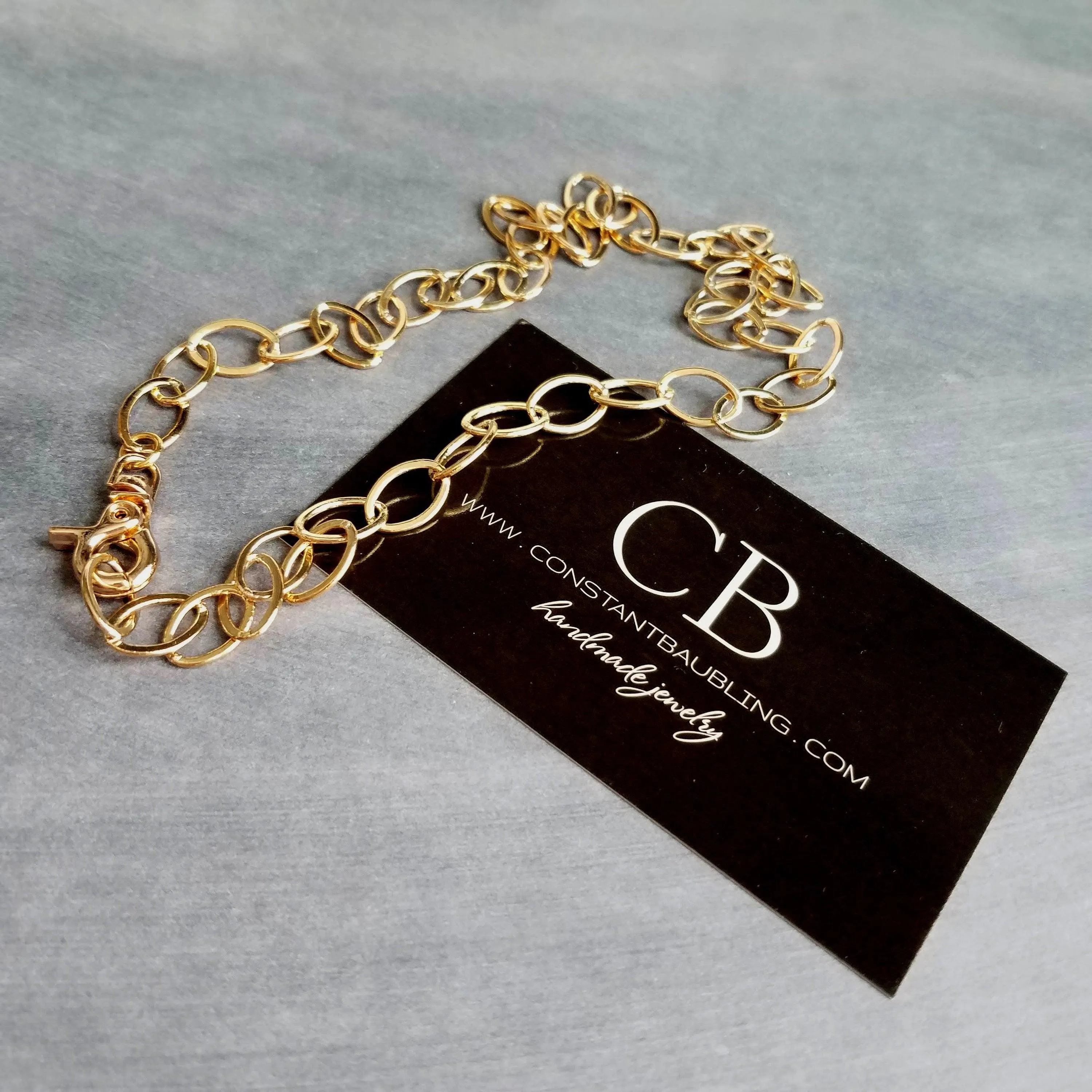 Chunky Gold Necklace, large clasp necklace, large oval link necklace, front clasp necklace, large gold clasp, thick gold necklace, lobster