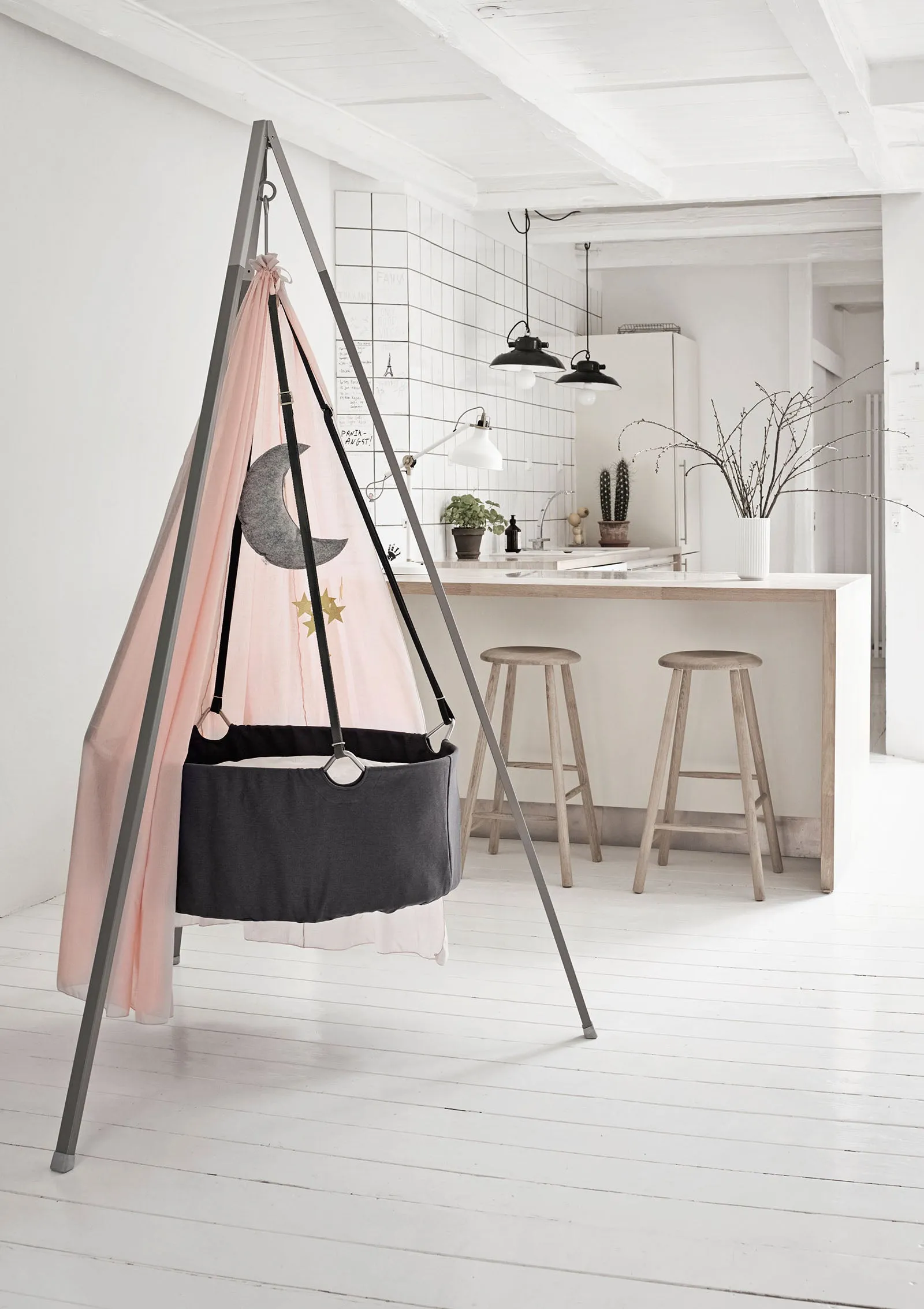'Classic' Wiege Set mit Stativ Grau/Grau