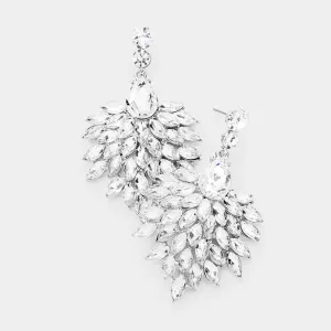 Clear Marquise Crystal Cluster Pageant Drop Earrings  | 407497