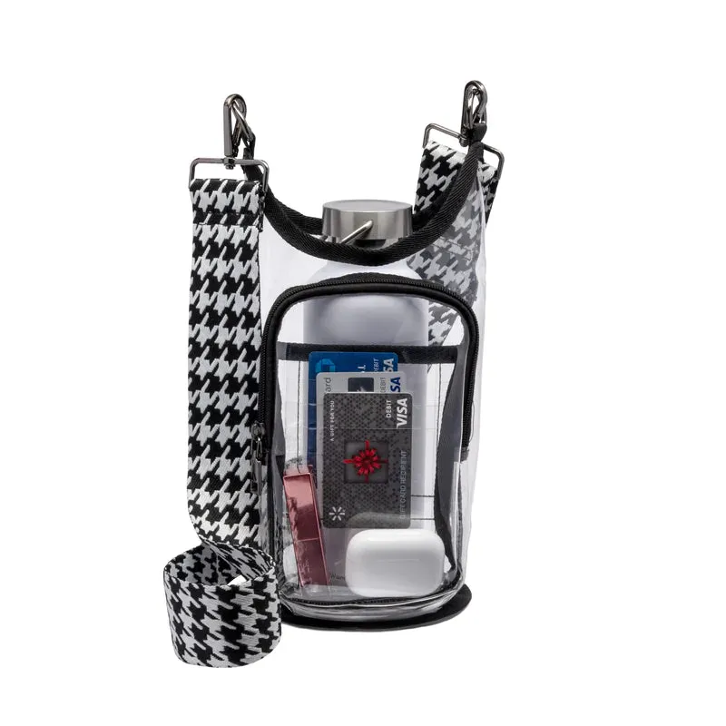 Clear Stadium  HydroBag with Black Trim & Hounds tooth Strap