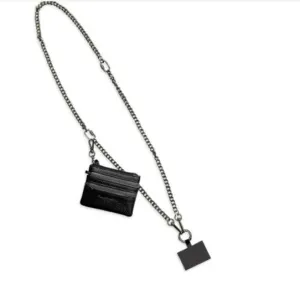 CLIP & GO CHAIN LANYARD WITH ZIPPERED POUCH-GOLD