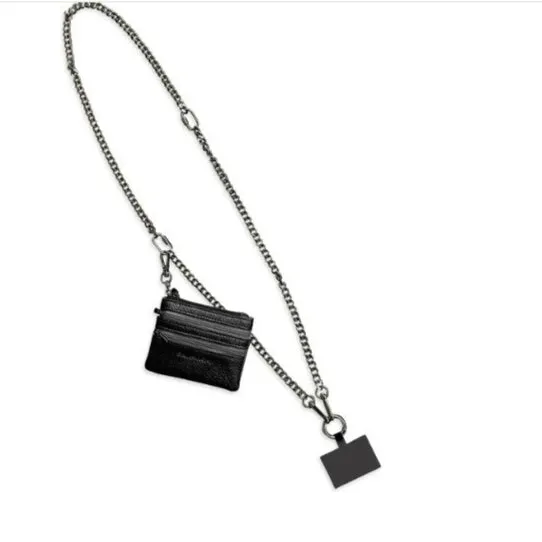 CLIP & GO CHAIN LANYARD WITH ZIPPERED POUCH-GOLD