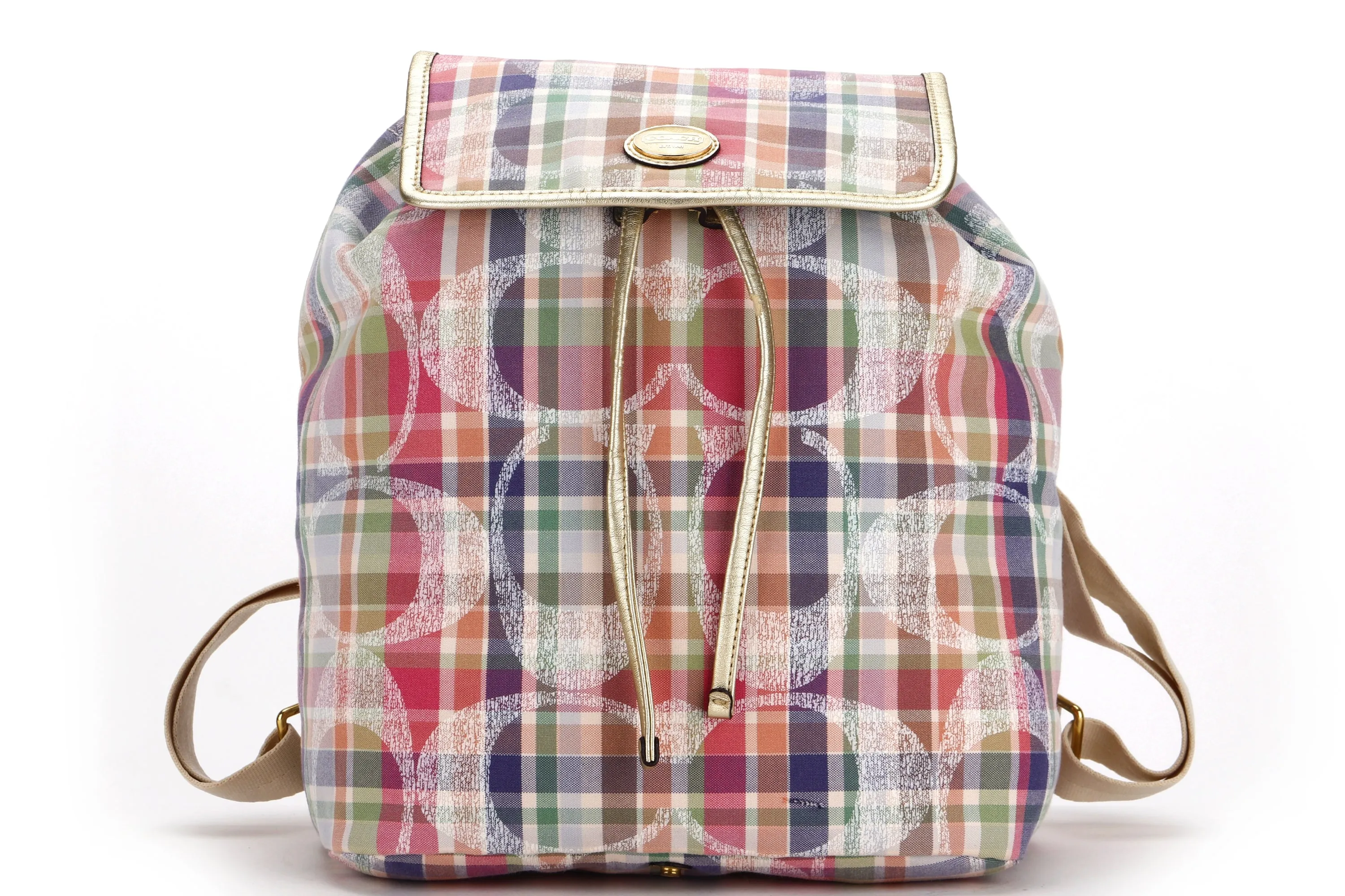 COACH F77342 BACKPACK (M1260), MULTICOLOUR MADRAS CANVAS GOLD HARDWARE, WITH DUST COVER