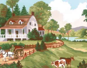 Collection d'Art Printed Needlepoint Tapestry Canvas Kit Needlecraft 22x30cm - Summer Scene