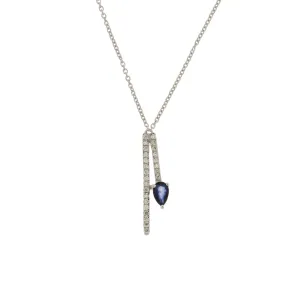 Collier avec motif - Or Blanc, Diamants et Saphir (065289SA)