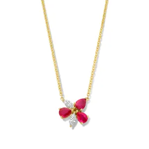 Collier avec motif - Or Jaune, Diamants et Rubis (065801/RA)