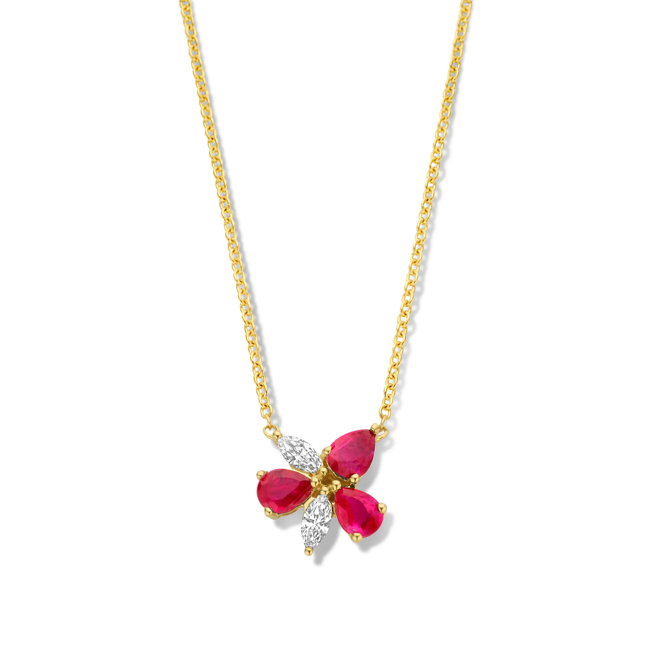 Collier avec motif - Or Jaune, Diamants et Rubis (065801/RA)