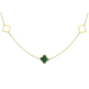 Collier avec motif - Or Jaune et Malachite (CO1652G45)